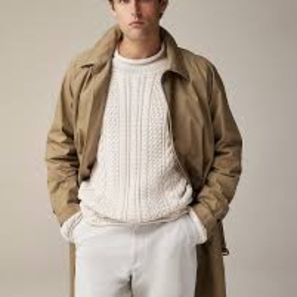 JCrew Wallace & Barnes cable-knit crewneck sweater in washed cotton SzM